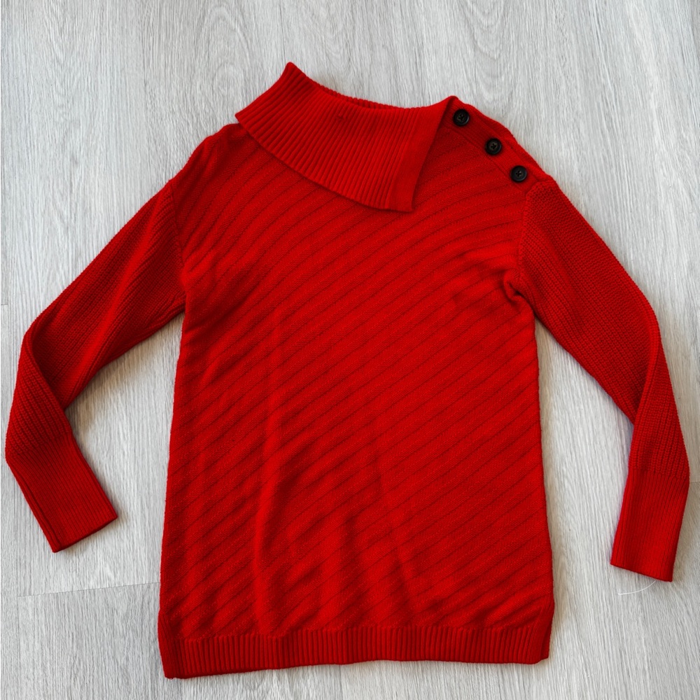 Red Knitted cowl/turtle neck sweater Style & Co